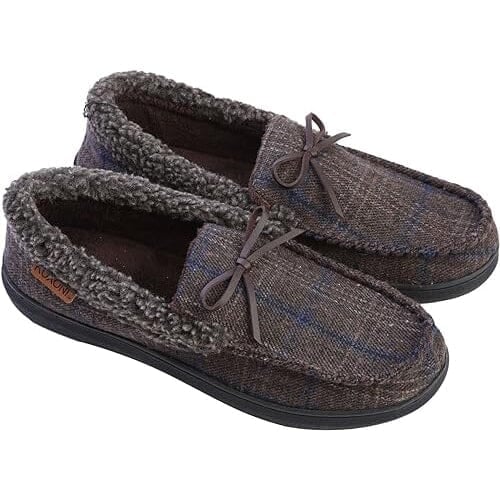 Mens Slippers Moccasin Plush Lined House Shoes Fuzzy Furry Image 10