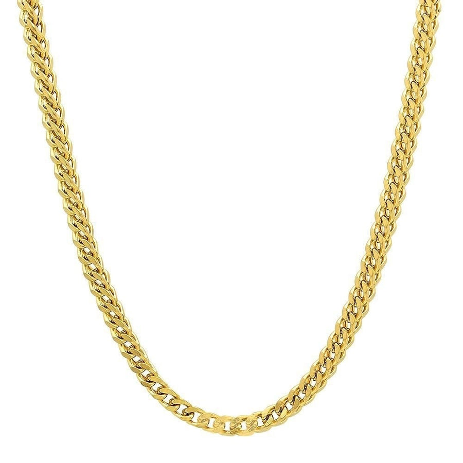 Mens Stainless Steel 18K Gold Plated Franco Link Chain Image 1