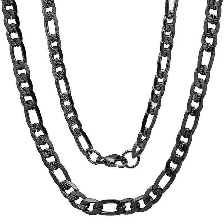 Mens Stainless Steel Diamond Cut Figaro Necklace by Steeltime Image 4