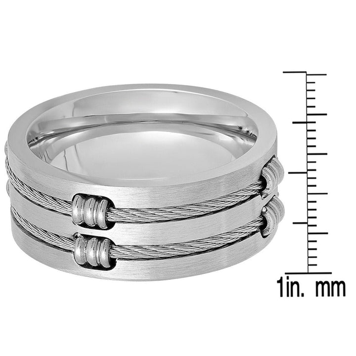 Mens Stainless Steel Wire Inlay Ring Image 3