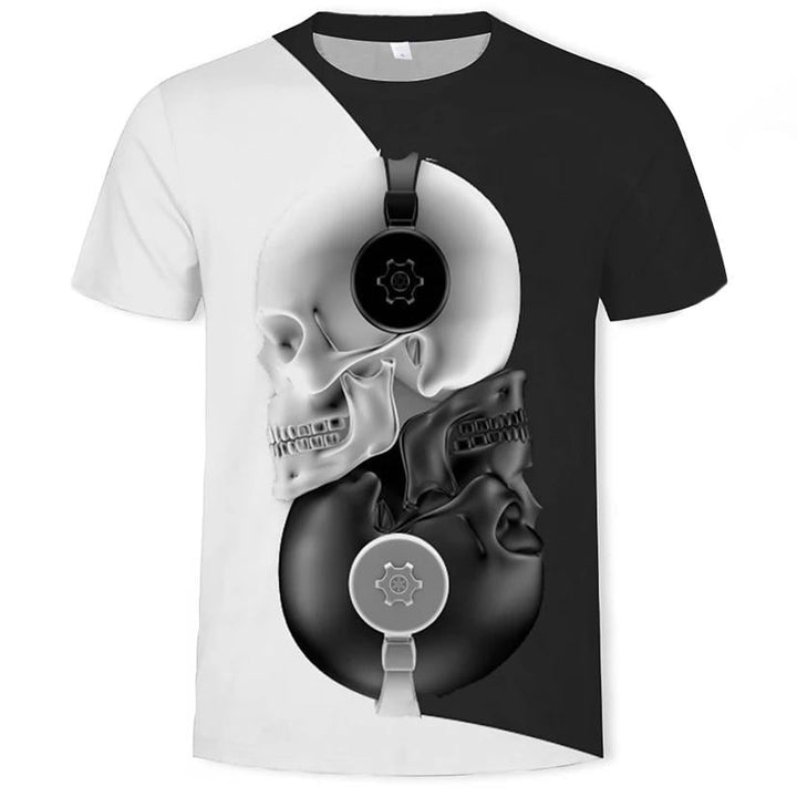 Mens T shirt Graphic 3D Skull Print Short Sleeve Casual Tops Image 2