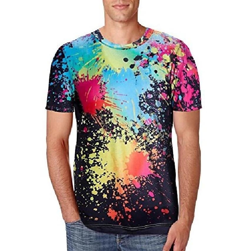 Mens T-shirt 3D Print Print Short Sleeve Going out Tops Streetwear Image 1