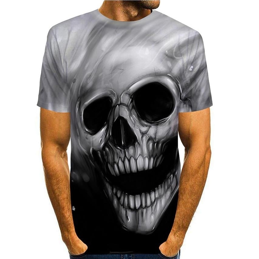 Mens Tees T shirt 3D Print Graphic Skull Plus Size Short Sleeve Casual Top Image 1