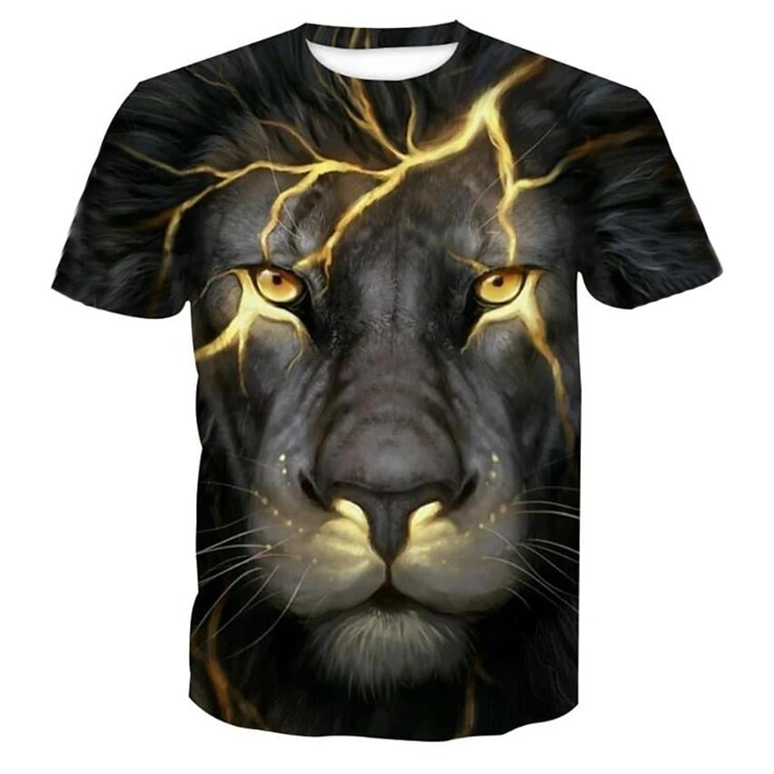 Mens T-Shirt Graphic Animal Plus Size Print Short Sleeve Halloween Tops Image 2