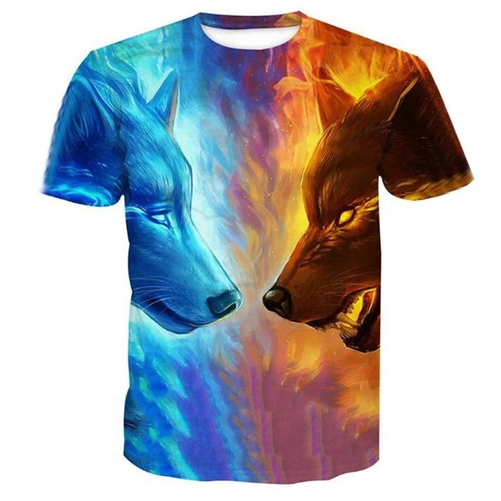 Mens T-Shirt Graphic Animal Plus Size Print Short Sleeve Halloween Tops Image 4