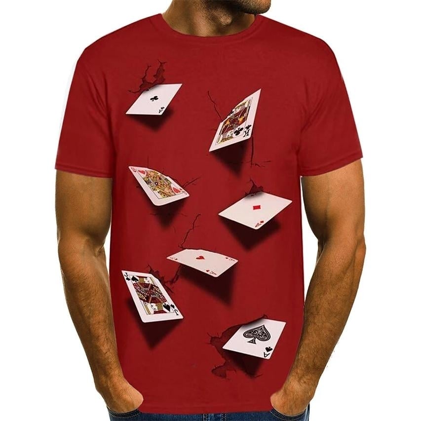 Mens T-Shirt Graphic Simulation Short Sleeve Casual Tops Image 1