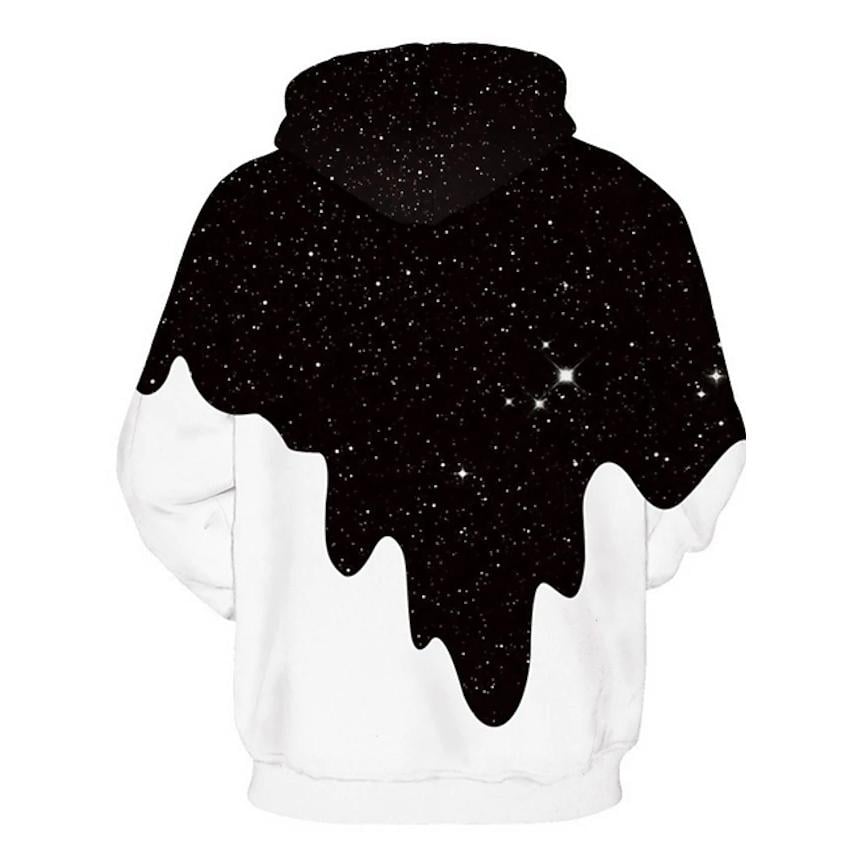 Mens 3D Print Block Starry Sky Milk Hoodie Image 2