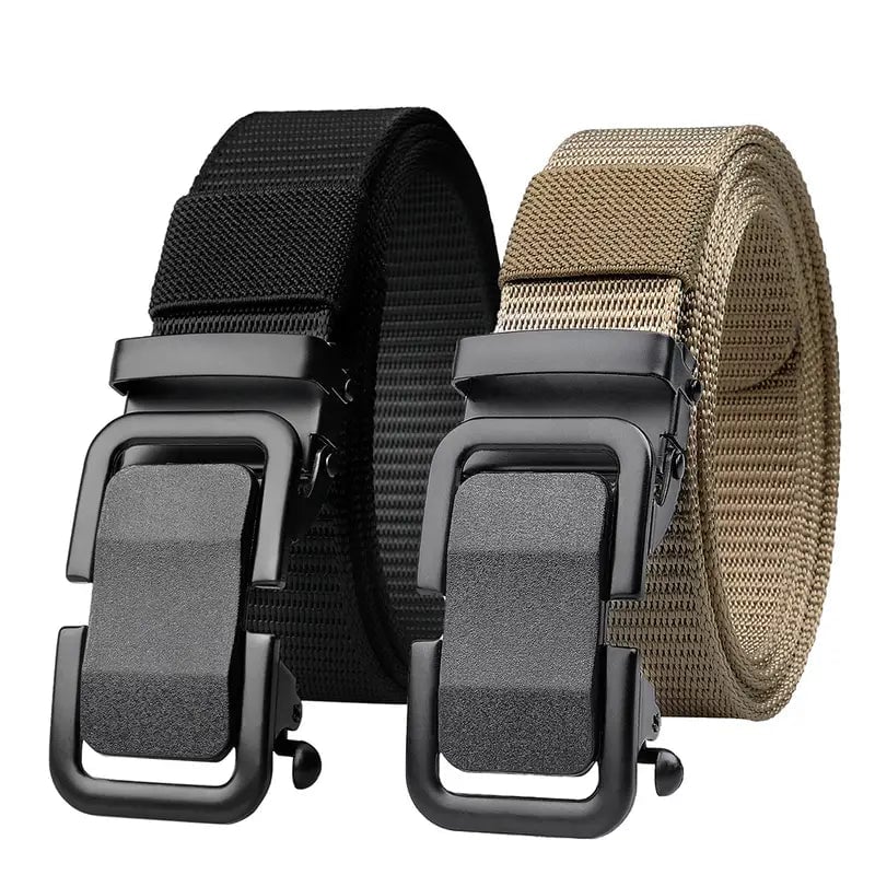 Mens Automatic Metal Buckle Nylon Canvas Webbing Belt Image 1