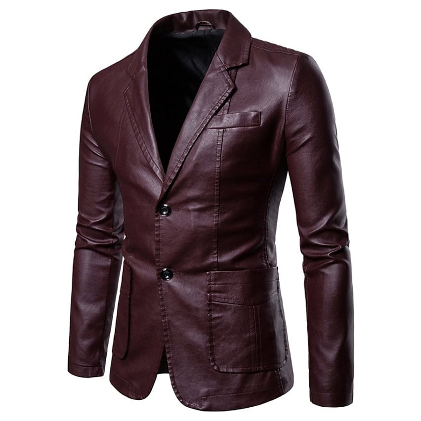 Mens Blazer Faux Leather Jacket Image 1