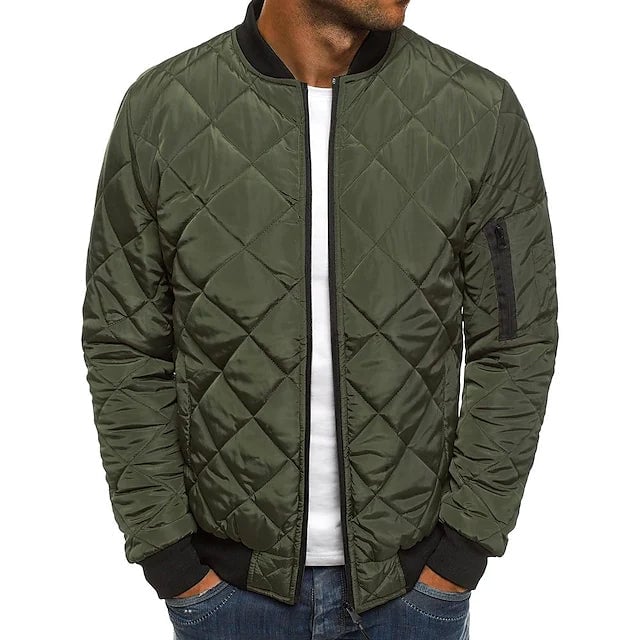 Mens Bomber Quilted Diamond Padded Jacket Image 1