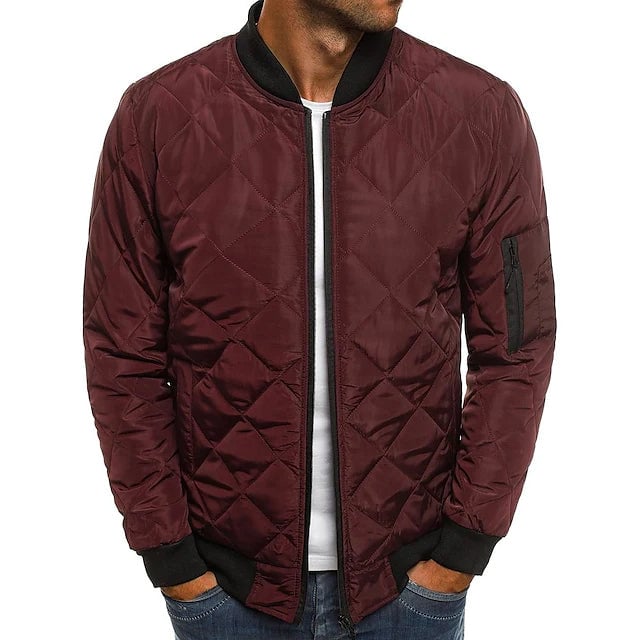 Mens Bomber Quilted Diamond Padded Jacket Image 2