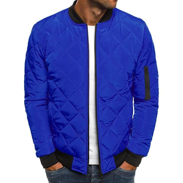 Mens Bomber Quilted Diamond Padded Jacket Image 3