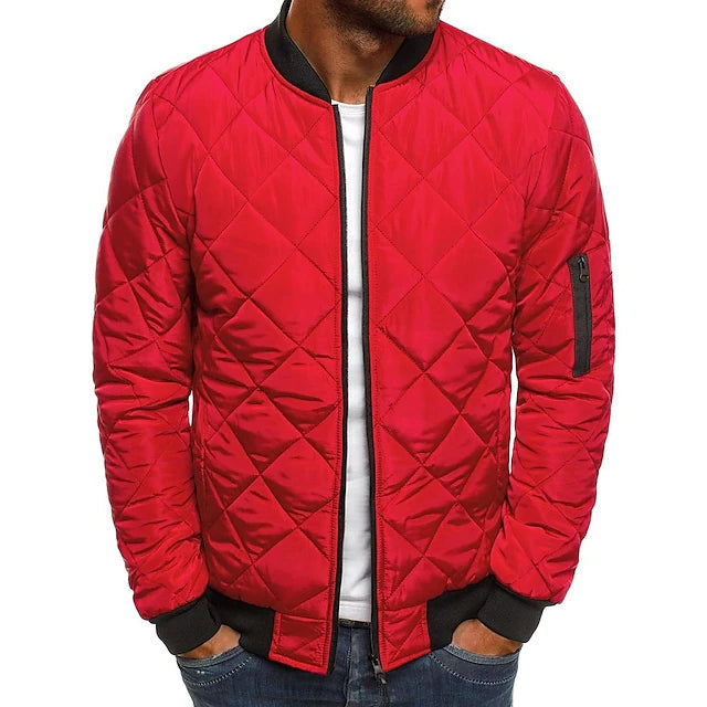 Mens Bomber Quilted Diamond Padded Jacket Image 4