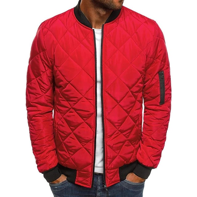 Mens Bomber Quilted Diamond Padded Jacket Image 1