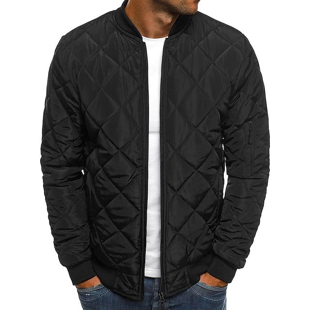 Mens Bomber Quilted Diamond Padded Jacket Image 4