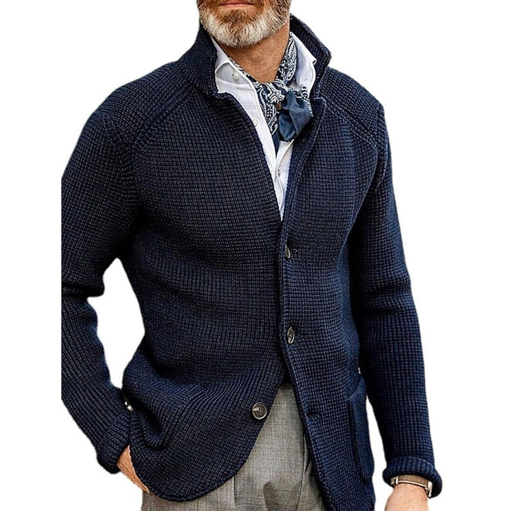 Mens Cardigan Solid Color Sweater Image 1