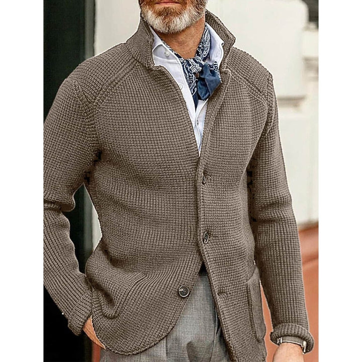 Mens Cardigan Solid Color Sweater Image 2