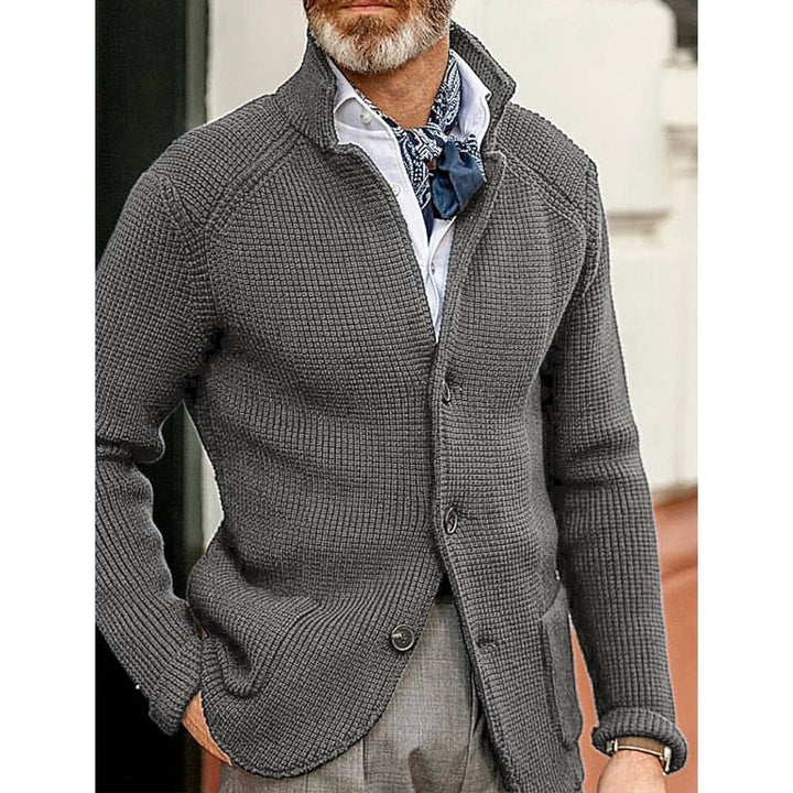 Mens Cardigan Solid Color Sweater Image 3