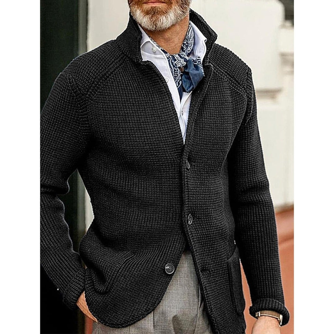 Mens Cardigan Solid Color Sweater Image 4