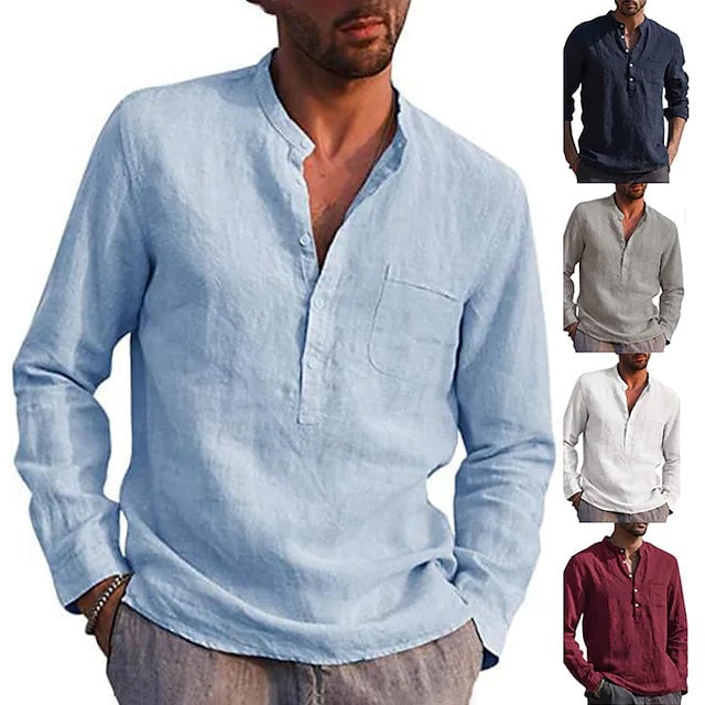 Mens Casual Button Down Shirts Long Sleeve Tops Image 1