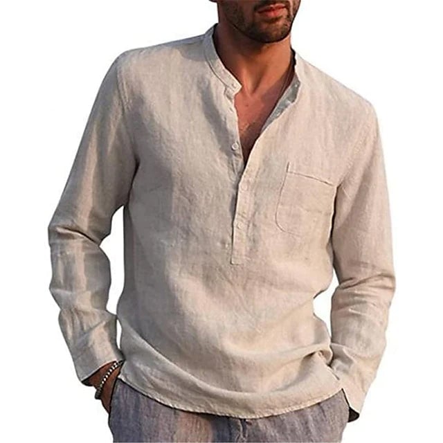 Mens Casual Button Down Shirts Long Sleeve Tops Image 2