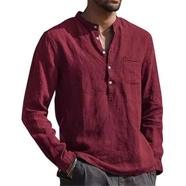 Mens Casual Button Down Shirts Long Sleeve Tops Image 3