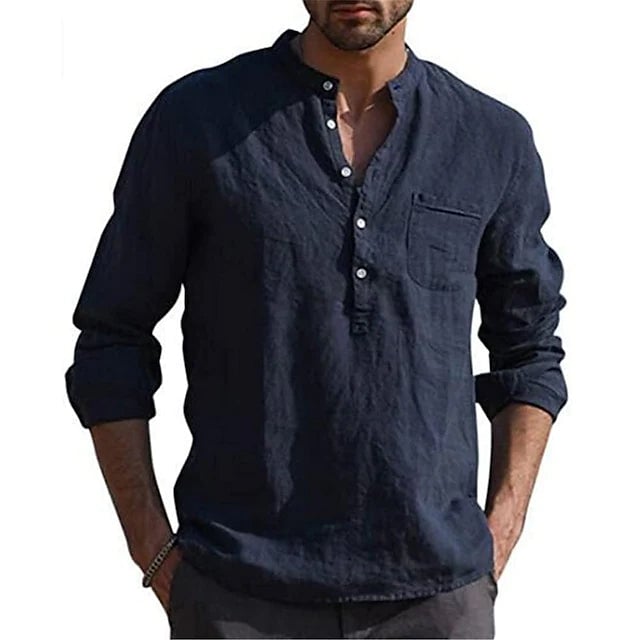 Mens Casual Button Down Shirts Long Sleeve Tops Image 4