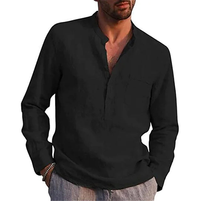 Mens Casual Button Down Shirts Long Sleeve Tops Image 4