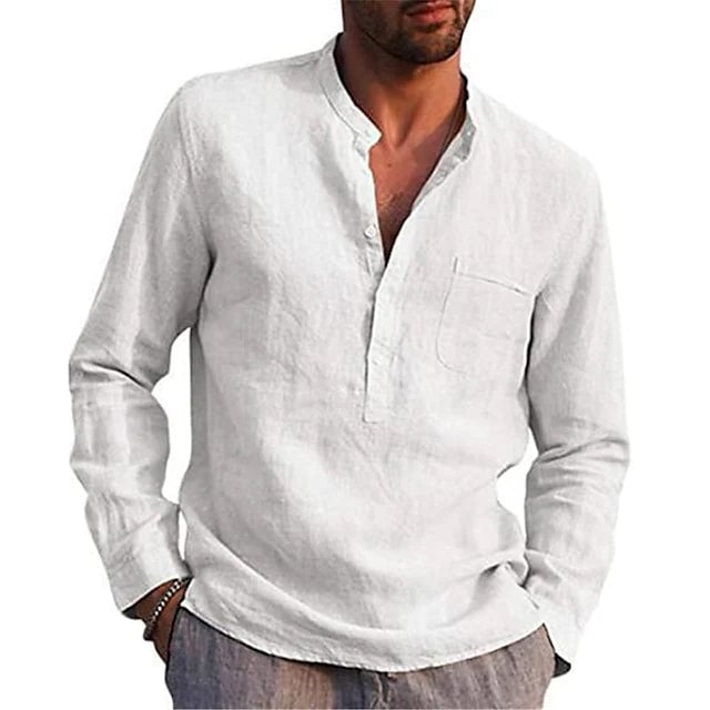 Mens Casual Button Down Shirts Long Sleeve Tops Image 6