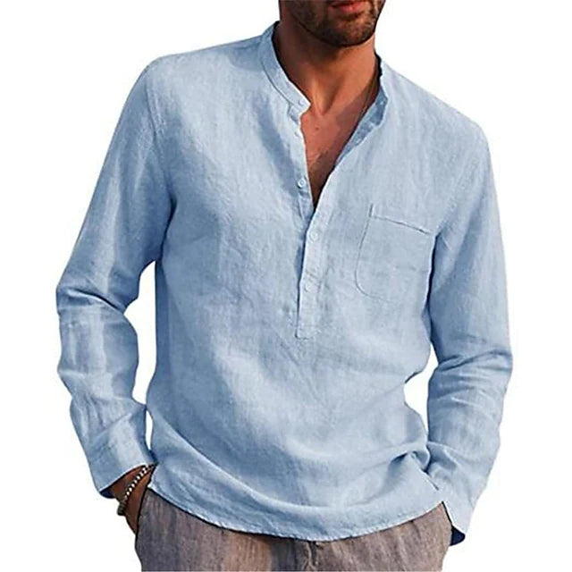 Mens Casual Button Down Shirts Long Sleeve Tops Image 7