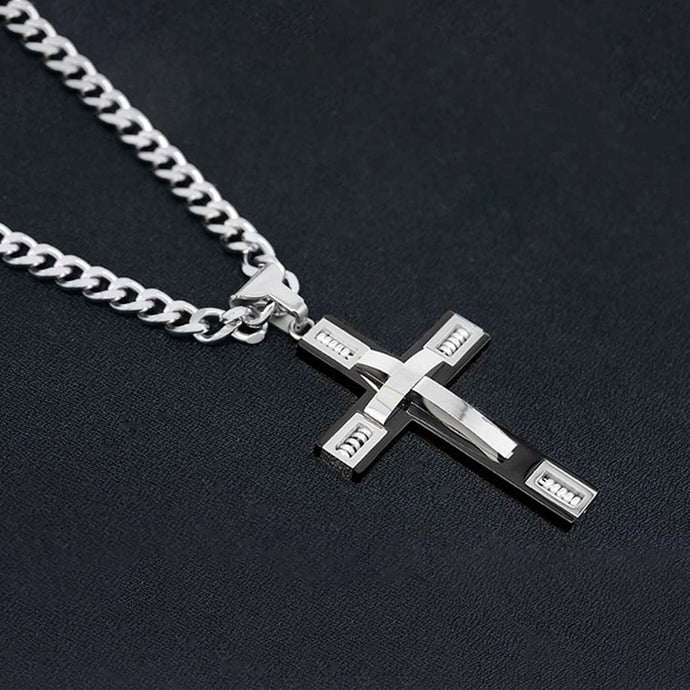 Mens Cross Necklaces in Stainless Steel Image 1