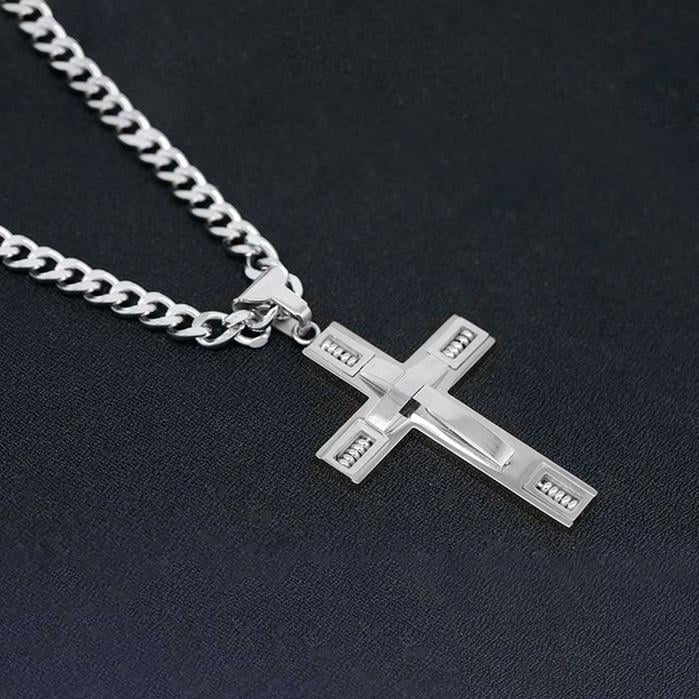 Mens Cross Necklaces in Stainless Steel Image 2