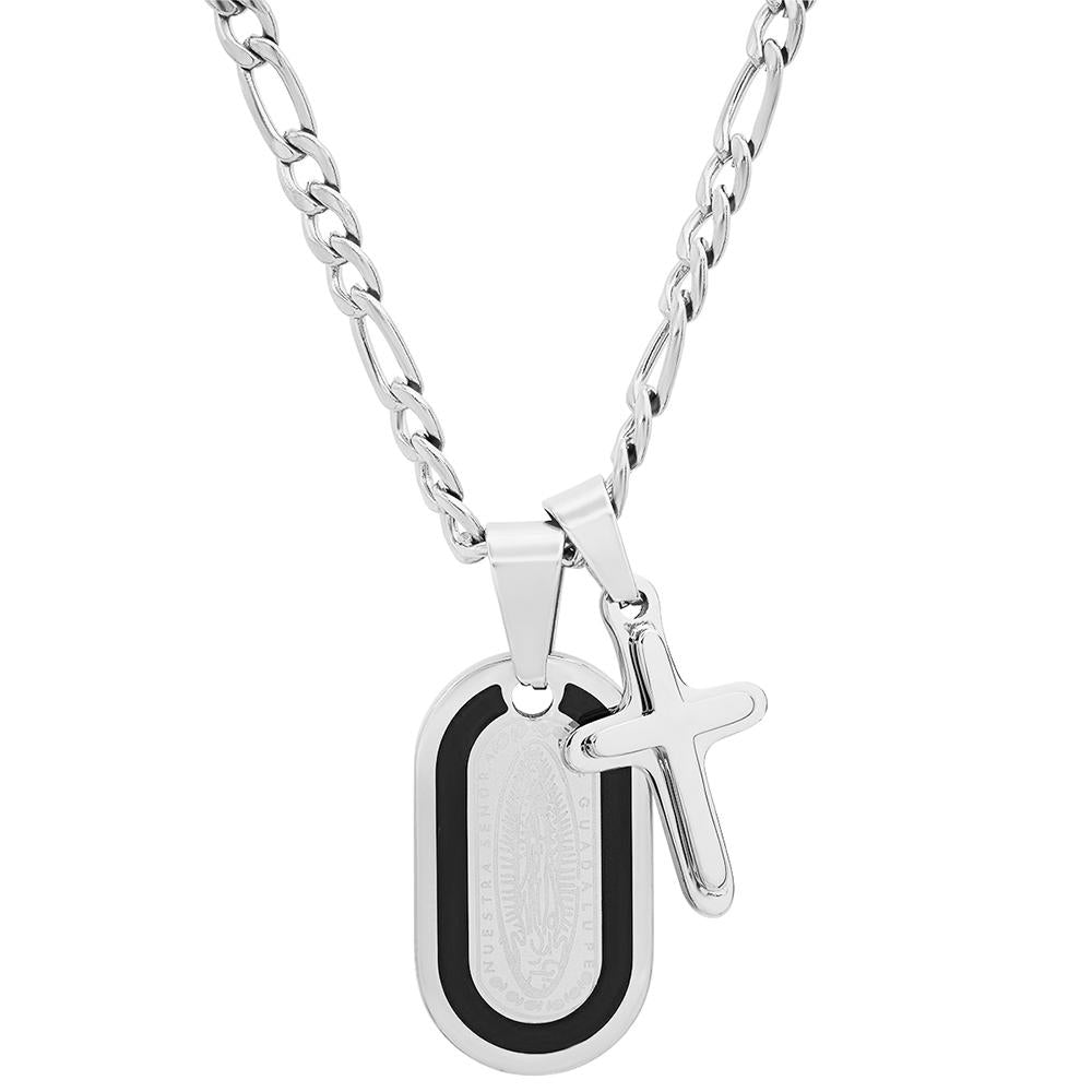 Mens Dog Tag Lady of Guadalupe And Cross Pendant Image 2