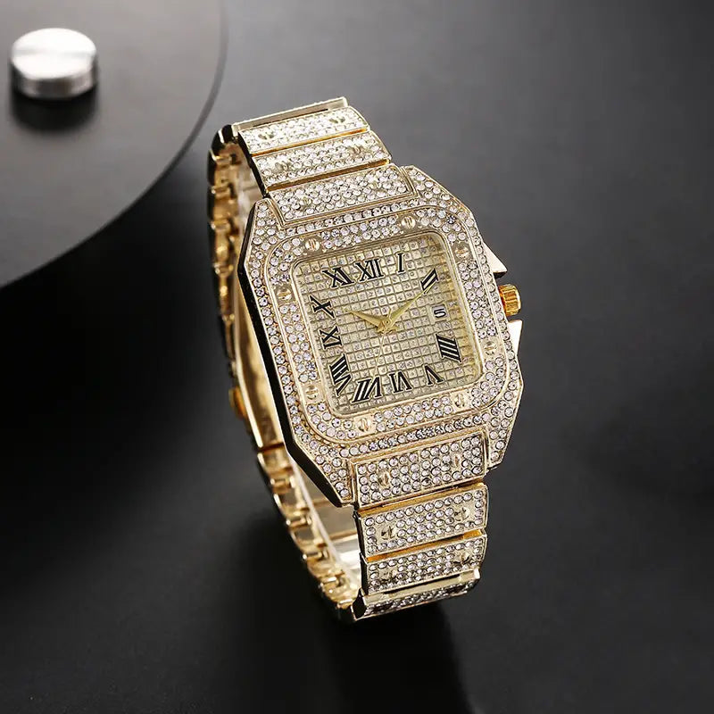 Mens Fashion Elegant High-End Analog Zinc Alloy Watch with Rhinestones Image 1