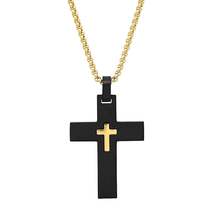 Mens IP Stainless Steel Cross Pendant Image 2