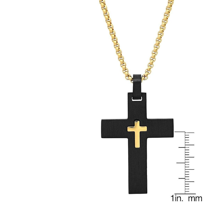 Mens IP Stainless Steel Cross Pendant Image 3