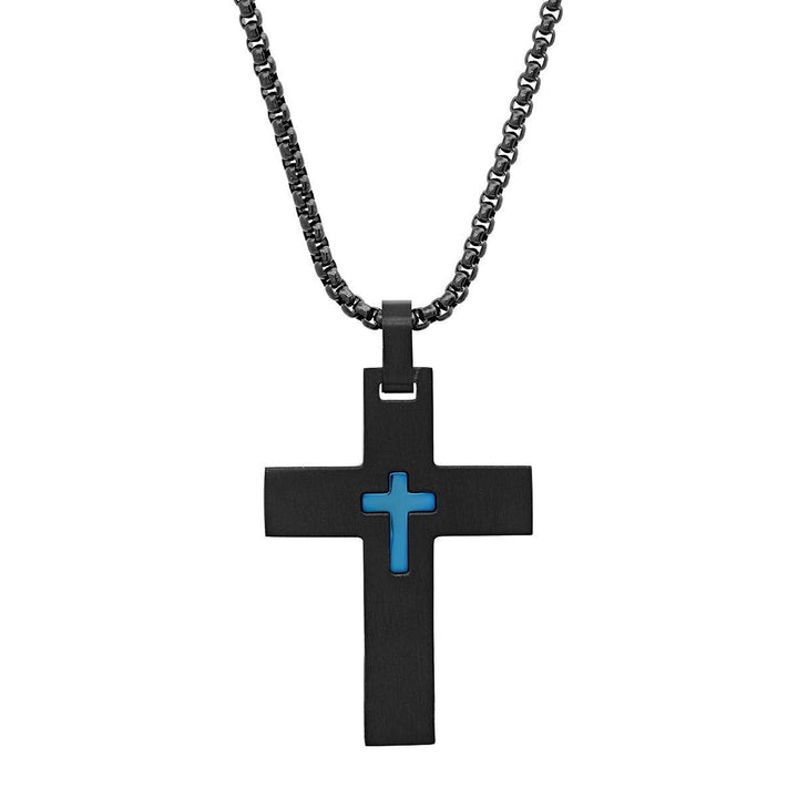 Mens IP Stainless Steel Cross Pendant Image 4