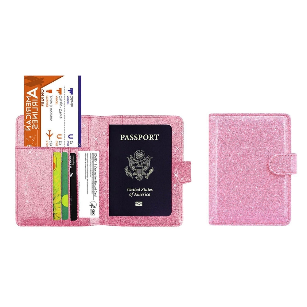 Multi Function Glitter Bling RFID Passport Organizer With CDC Vaccination Card Holder Image 2