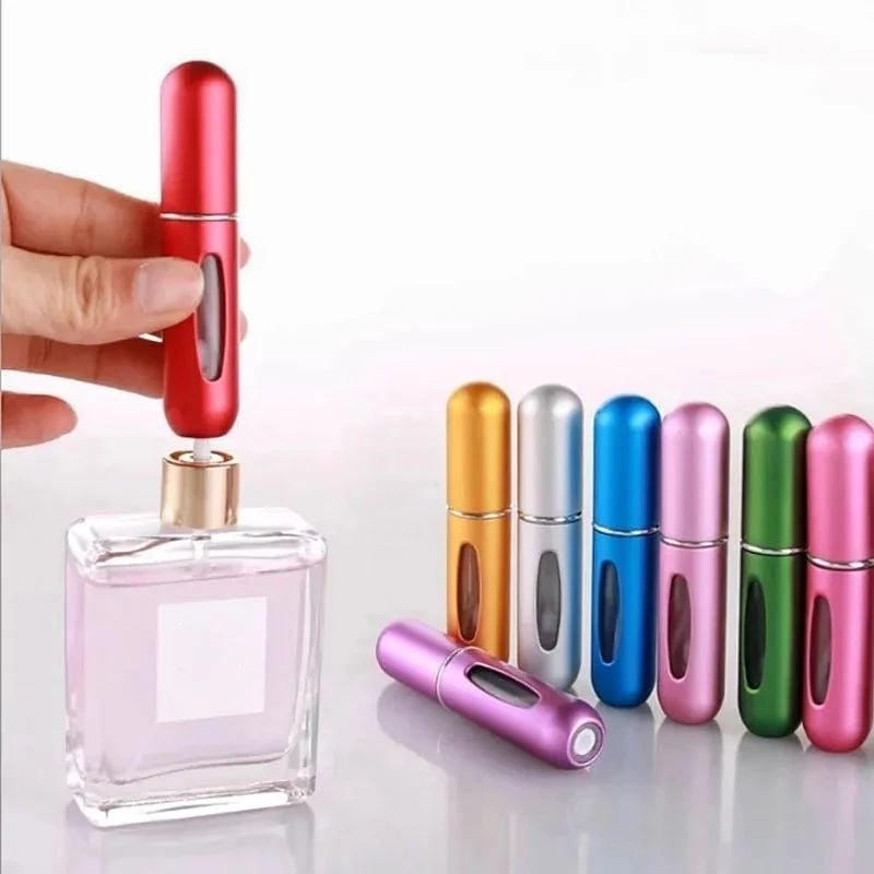 5ml Portable Refillable Perfume Bottle  Bottom Charge Liquid Container with Spray Dispenser and Press Head for Travel Image 1