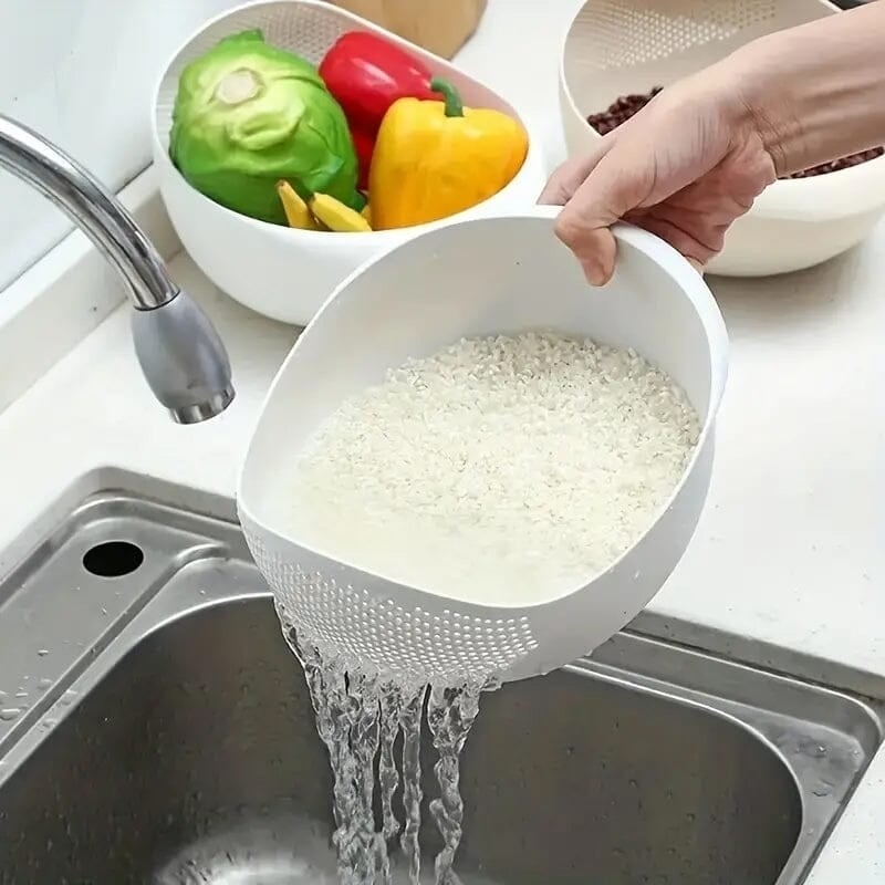 Multi-Use Food Safe Rice Washing Bowl Image 1