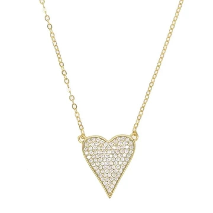 Pave Elongated Heart Necklace Image 2