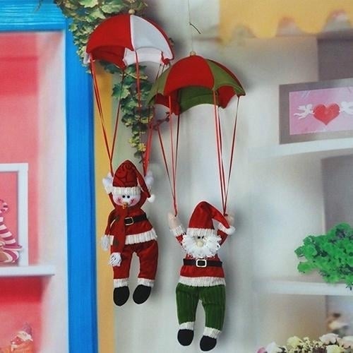 Parachute Snowman Santa Claus Ornament Image 1