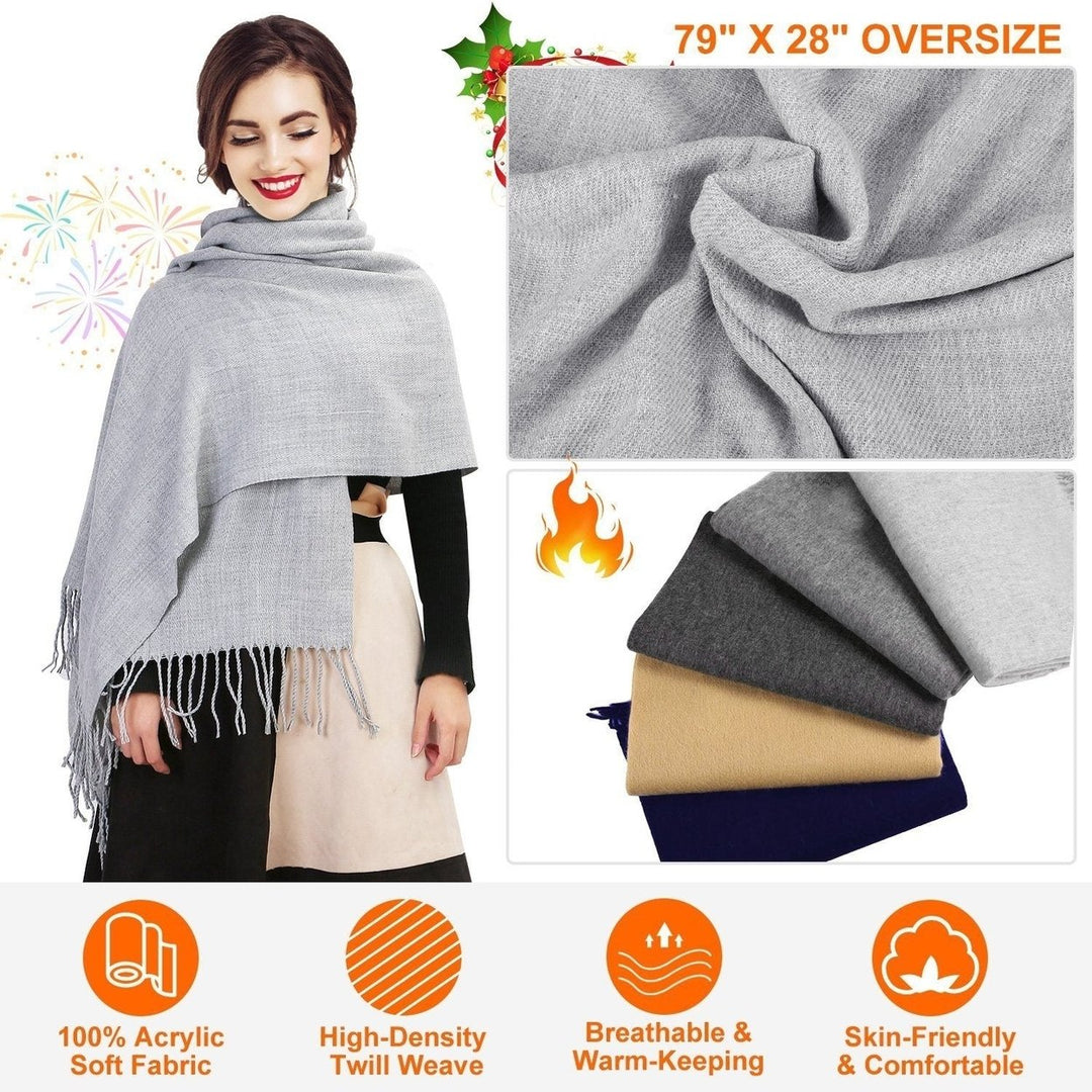 Oversize Cashmere Wool Shawl Wrap Blanket Image 11