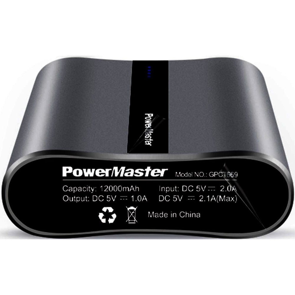 Powermaster 12000mAh Portable Charger with Dual USB Ports 3.1A Output Image 2