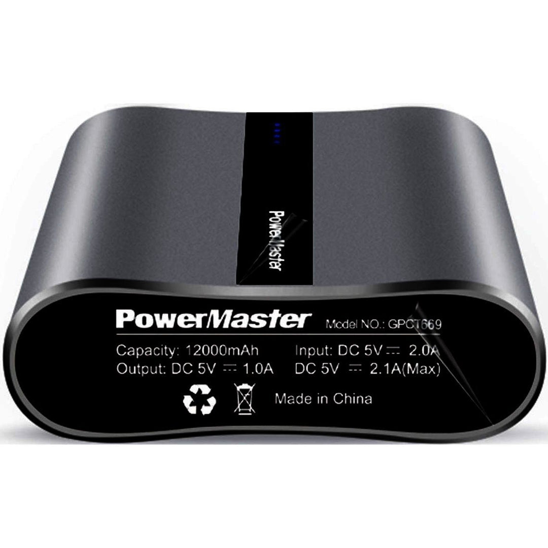 Powermaster 12000mAh Portable Charger with Dual USB Ports 3.1A Output Image 2