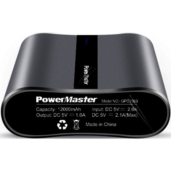 Powermaster 12000mAh Portable Charger with Dual USB Ports 3.1A Output Image 1