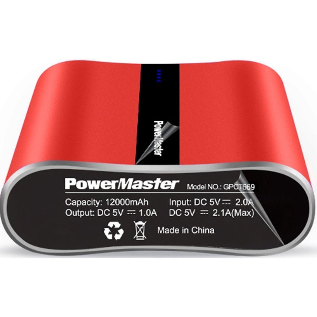 Powermaster 12000mAh Portable Charger with Dual USB Ports 3.1A Output Image 4