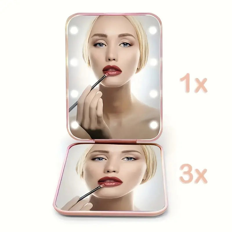 Pocket Mirror 1X/3X Magnification LED Compact Travel Makeup Mirror Image 6