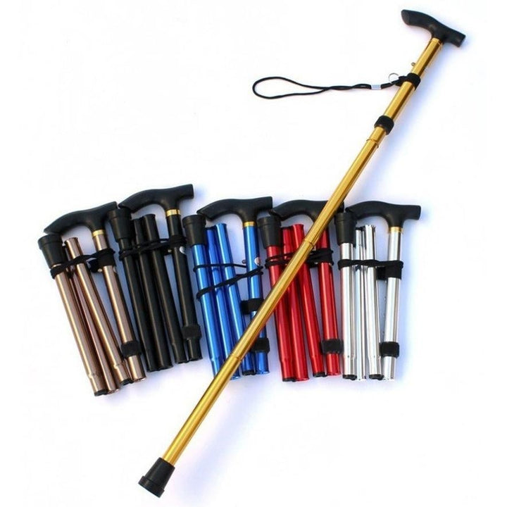 Portable Aluminum Folding Walking Travel Stick Cane Image 1