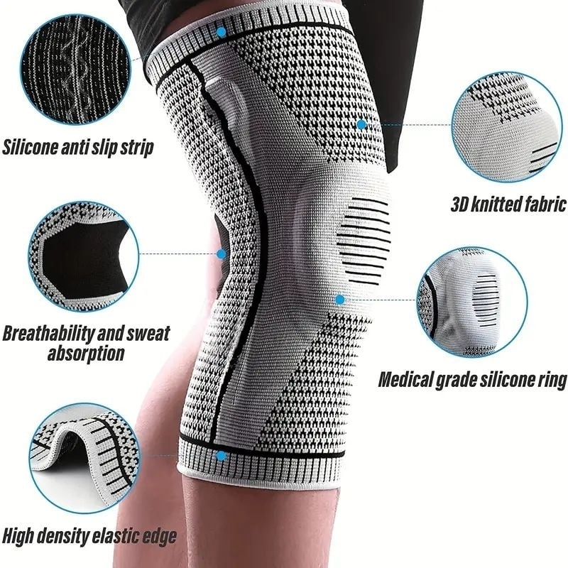 Non-Slip Knee Support Brace with Patella Gel Pad Stabilizers Comfort-Fit Compression Sleeve for Arthritis Sports Image 2